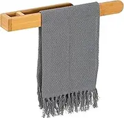 Self Adhesive Bamboo Towel Holder - No Drilling Hand Towel Ring Strong Hold Self Adhesive Bathroom Towel Bar Bamboo Towel Rack Sticky Towel Hanger for Kitchen Living Room Bedroom