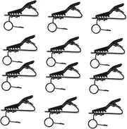 BESPORTBLE 12Pcs Microphone Lapel Clips Mini Lavalier Iron Clip for Voice Chat Video Conferencing and Voice Recording High Elasticity Design Black Finish