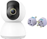 360° Smart Home Security Camera PTZ 2K Webcam 1296P 3 Megapixel AI Human Detection Night Vision Webcam Work(Add UK Adapter)