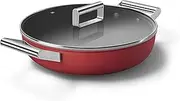 [Smeg] CKFD2811RDM Skillet Deeppan 28cm and Lid Red, Non-Stick, Aluminium, Patented Base