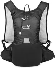 Hiking Necessities 12L Backpacking Backpack Water for Running& Camping Chest Strap Adjustable Reflective Design Lightweight All Black