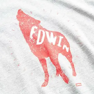網路獨家款↘EDWIN 狼嚎EDWIN短袖T恤-男女款 麻灰色 #503生日慶