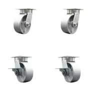 5 Inch KP Semi Steel Cast Iron Swivel Caster Set with Ball Bearings 2 Brakes