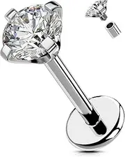 OUFER Body Piercing Lip Piercing Jewellery 18G Labret Earring Stud Internally Helix Nose Bar Titanium Lippenpiercing 6/8/10/12mm Tragus Lobe Conch Piercings Cartilage Earrings Lip Stud