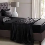 Luxor Single Black 1000TC Silk Silky Feel Satin Sheet Set