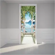 Door Stickers Creative Door Stickers Bedroom Sliding Door Living Room Door Refurbishment Retrofit Self-Adhesive Removable Decorative Stickers (Color : R, Size : 77x200cm)