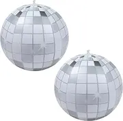 YOGFIT 2PCS/6PCS Disco Ball, 20 Inch Inflatable Disco Ball for Disco Party Decorations, Grey and White Grid Balloon Decor for Music Festivals Club Stage Props