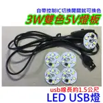 切換開關換色5V 3W雙色+帶開關USB線 LED燈板【沛紜小鋪】5V LED USB燈板 模型照明 櫥櫃照明DIY料件