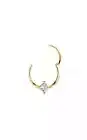 Diamond Princess Cut Hinged Hoop Ring 14k Gold Septum Clicker Daith Helix Conch