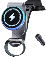 2 in 1 for MagSafe Car Mount Charger Wireless - 18W Aluminum Alloy Magnetic C...