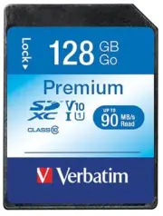 VERBATIM - Premium U1 SDXC Memory Card, 128GB up to 90MB/s