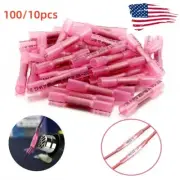 100X 22-18AWG Heat Shrink Butt Wire Splice Connectors Terminals Crimp Waterproof