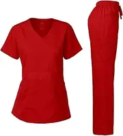 [Dagacci Medical Uniform] Women's Scrub Set Stretch and Soft Y-Neck Top and Pants