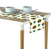Lucky Shamrocks & Gold White Table Runners 12"x72" or 14"x108"