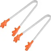 Mikinona 2 Pcs Mini Silicone Food Tongs Hand Shape Bread Clip for Toddlers Snack Grabbers Kitchen Tool Mini Hand Tongs Serving Utensil