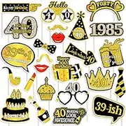 40th Birthday Photo Booth Props for Women & Men, Black Gold Adult 40th Birthday Photo Booth Props, Cheers to Forty Birthday Photo Props Decor, Funny Forty Birthday Party Supplies