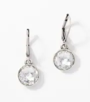 Touchstone Crystal 1” Drop Earrings Oxidized Silver Plating New Cond