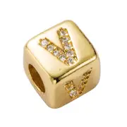 Brass Micro Inlaid Couple Red String Bracelet English Letter Beads Diy Jewelry Style - V