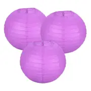 3Pcs Decorative Hanging Round Paper Lanterns 20cm/8", Purple