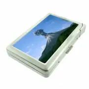 Volcanoes Lava D1 Cigarette Case with Built in Lighter Metal Wallet
