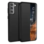 ZUSLAB Galaxy S21 FE Magnetic Slim Flip Case, Drop Protection Shockproof Protective Cover with Window View Function for Samsung - Black