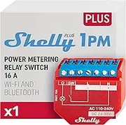 Shelly Plus 1PM | WiFi & Bluetooth Smart Relay Switch with Power Measurement | Home Automation | Alexa & Google Home Compatible | No Hub Required | Wireless Lighting Control