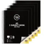 5pc Spirax Kode 3 Subject A5 200pg Paper Note Book w/ Pocket Dividers Assorted