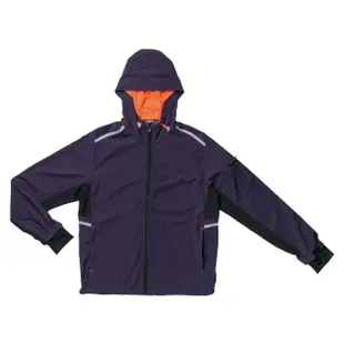 【SASAKI】透氣抗UV彈力反光連帽輕量夾克外套-女-墨紫/艷桔(640113)