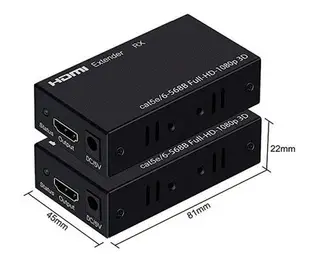 [3大陸直購] HDMI 訊號延長器 1對2入 60米 HDMI 轉 RJ45 網路線 監視器 1080p 配 USB 電源線 需自備 DC5V-2A 電源