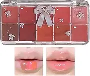Lip Gloss Palette - Tinted Jelly Colors, Moisturizing Lip Paint, Long Wear Makeup | Smooth Shiny Cosmetic Set With Compact Mirror, Lightweight Beauty Kit Collection Use Travel, Parties, Dressing Room