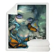 Butterfly Effect Blue Willow Pattern Maiden Throw Blanket
