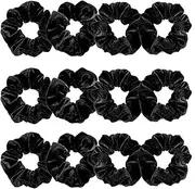 Whaline 12 Pieces Hair Scrunchies Velvet Elastics Scrunchy Bobbles Soft Hair Bands Hair Ties (Black)