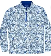 Pins & Aces Bud Light 1/4 Zip Pullover Blue White Men's Sz Medium 46x28” New