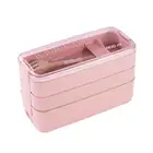 Bento Case Food Storage Box Large Capacity 3-layer Set with Fork Spoon