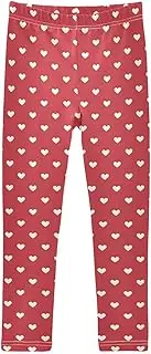 [Joisal] Lovely Hearts Red Legging for Girls, Ideal for Girls Active Leggings, Leggings Kids, 4-10T