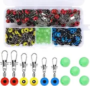 TopHomer Fishing Line Sinker Slider 3 Colors Float Bead with Interlock Snaps Fish Pulley Line Connectors Rolling Swivel Slider for Sea Fishing Accessories (200Pcs)