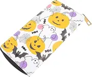 [LALADEFIEE] Halloween Pumpkin Women's Wallet Zipper Purse Small Cardholder for Shopping