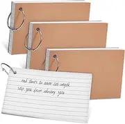 GARIOUANS 4 Pcs Loose Book Study Cards Flash Cards with Ring Rings Line Notecards with Ring Vocabulary Punched Ruled Studying Number Flashcards Index Card with Ring