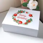 Merry Christmas Magnetic Closure Lid Gift Box UV Printed Hamper Wreaths Baubles