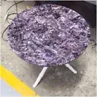 Amethyst Geode Accent End Table on Handmade Wooden Base with Lavender Purple Top