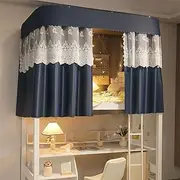 Bed Tent Bunk Bed Canopy Tent Rail Sliding 99% Blackout Bed Curtains with Liftable Stand Dream Tent for Kids and Adult Indoor Sleeping Tents Breathable Private Space Tents(Half Dark Blue,35x75x35/55in