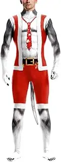 [HSQSMWJ] Mens Sexy Christmas Leotard 3D Print Santa Claus Xmas Costume Bodysuit for Cosplay Party