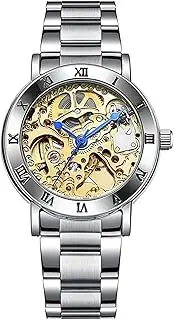[MASTOP] Women's Watches Automatic Steampunk Self Winding Mechanical Silver Bracelet Ladies Skeleton Wrist Watch
