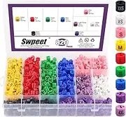 Swpeet 820Pcs 9 Common Sizes Plastic Hanger Size Markers Assortment Kit, XXS - 4XL Color-Coding Hanger Sizes Tags Marker for Wire Hangers Clothing Hangers with Storage Box