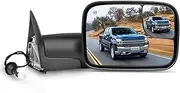 SCITOO Tow Mirror Compatible with for 1998-2001 For Dodge For Ram 1500 1998-2002 For Dodge For Ram 2500 3500 Pickup Truck Mirror Power Adjusted Heated No Turn Signal Light Black Towing Mirror RH