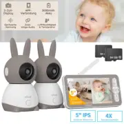 2K Baby Monitor 2 Cameras with APP 5" Display with 360° PTZ Video Baby Monitor