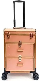 [AXHNG] Professional Rolling Makeup Train Case, Rolling Makeup Train Case, Rolling Makeup Train Case with Drawers, Suitable for Studio Beauticians (Rose gold,13.65 * 9.17 * 19.5in)