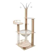 132cm Wooden Cat Tree Tower Scratching Post Scratcher Cats Condo House Bed