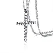 Silver Colour Cross Chain Pendant for Men