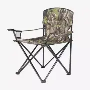 38" Green Camo Folding Camping Quad Chair w/ Built in Cup Holder 300 lb Capacity